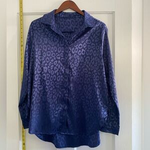 Animal Print, Royal Blue Pajama Shirt